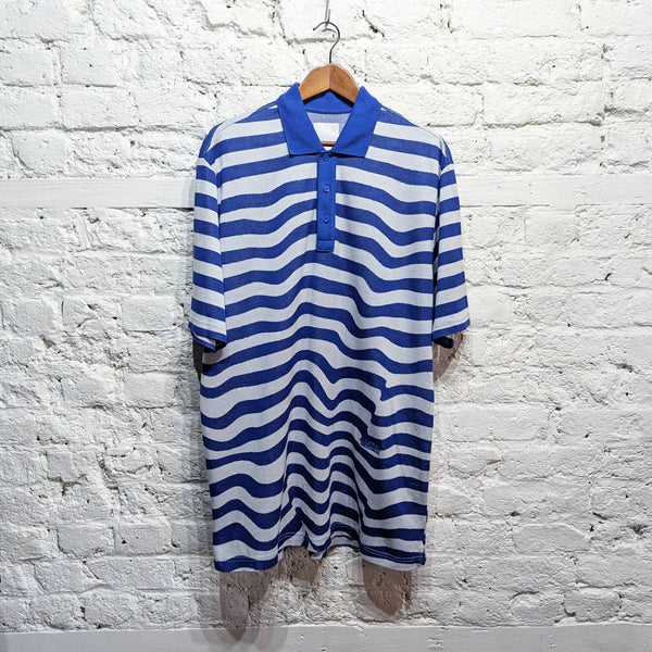 MARTINE ROSE 
NAPA BLUE/WHITE STRIPE POLO