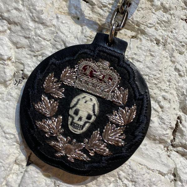 ALEXANDER MCQUEEN 	EMBROIDERED LEATHER KEY RING