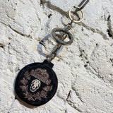 ALEXANDER MCQUEEN 	EMBROIDERED LEATHER KEY RING