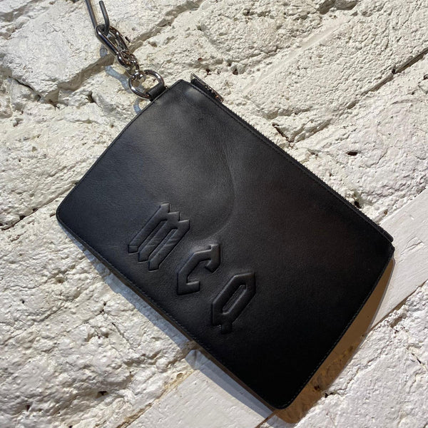 ALEXANDER MCQUEEN	MCQ BLACK EMBOSSED LEATHER POUCH