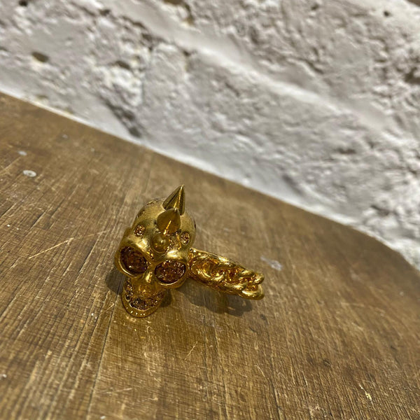 ALEXANDER MCQUEEN 	GOLD PUNK SKULL KNUCKLE DUSTER