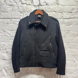 OPENING CEREMONY X TRON BLACK NEOPRENE/WOOL BIKER JACKET