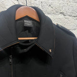 OPENING CEREMONY X TRON BLACK NEOPRENE/WOOL BIKER JACKET
