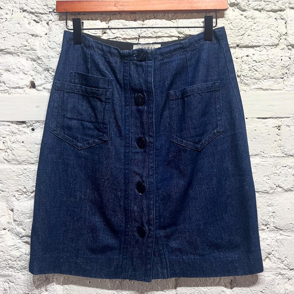 SANDRO 
DENIM SKIRT BUTTON FRONT