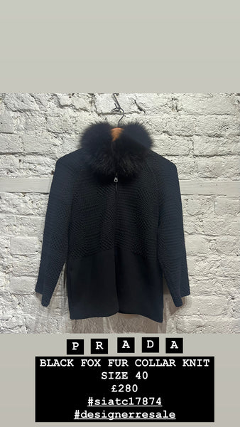 PRADA BLACK FOX FUR COLLAR KNIT