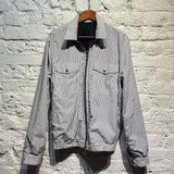 ALEXANDER MCQUEEN MIDNIGHT/STRIPED COTTON REVERSIBLE ZIP JACKET