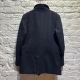 VIVIENNE WESTWOOD MAN NAVY HERRINGBONE WOOL COAT