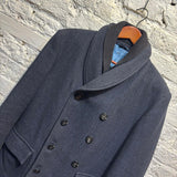 VIVIENNE WESTWOOD MAN NAVY HERRINGBONE WOOL COAT