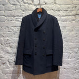 VIVIENNE WESTWOOD MAN NAVY HERRINGBONE WOOL COAT