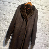 NICOLE FARHI LONG BROWN SHEEPSKIN COAT