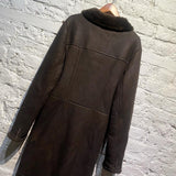 NICOLE FARHI LONG BROWN SHEEPSKIN COAT