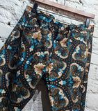 DRIES VAN NOTEN 
BROWN/TURQUOISE PRINT COTTON JEANS