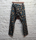 DRIES VAN NOTEN 
BROWN/TURQUOISE PRINT COTTON JEANS