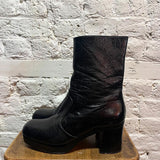 MIU MIU
BLACK HEELED PLATFORM BOOTS
SIZE 40/7UK