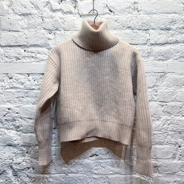 JOSEPH
BEIGE CROP ROLL NECK CABLE KNIT