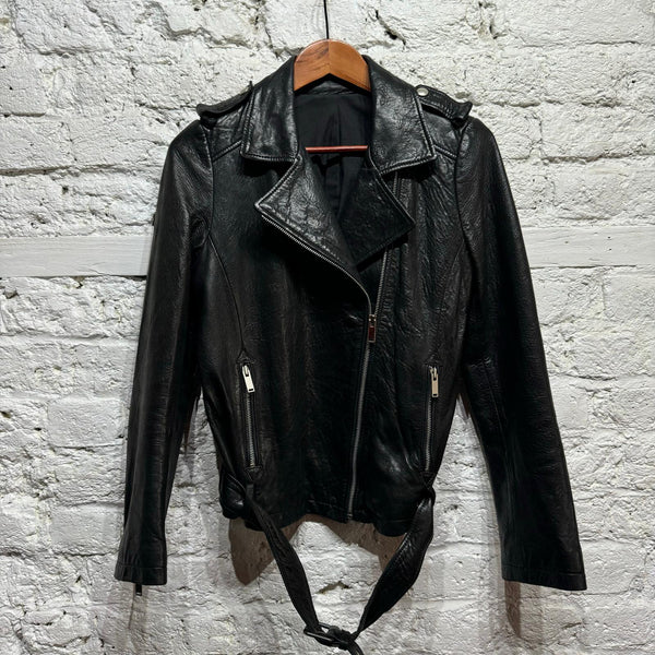 VINTAGE BLACK LEATHER BIKER JACKET