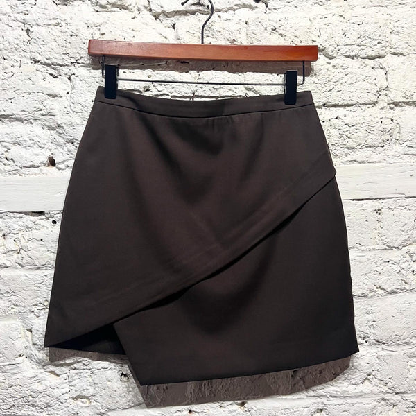 DRAE
BROWN WOOL BLEND WRAP SKIRT