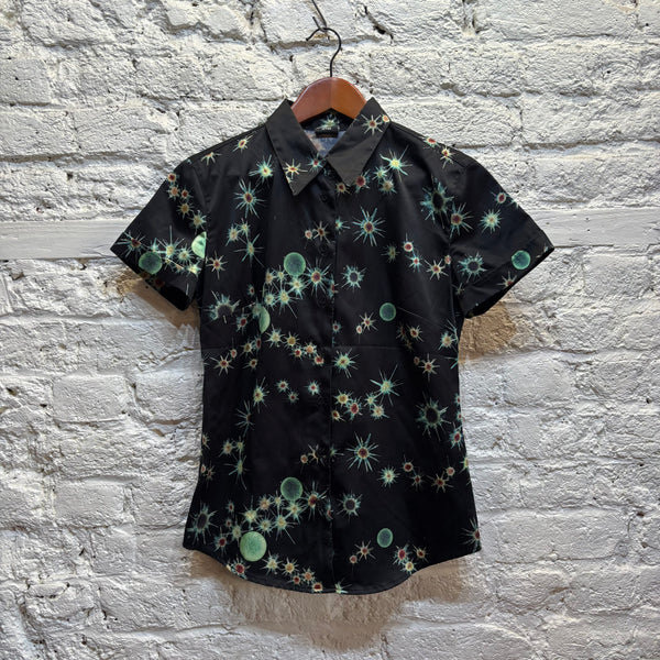 MOSCHINO	SHORT SLEEVE PRINT BLACK SHIRT