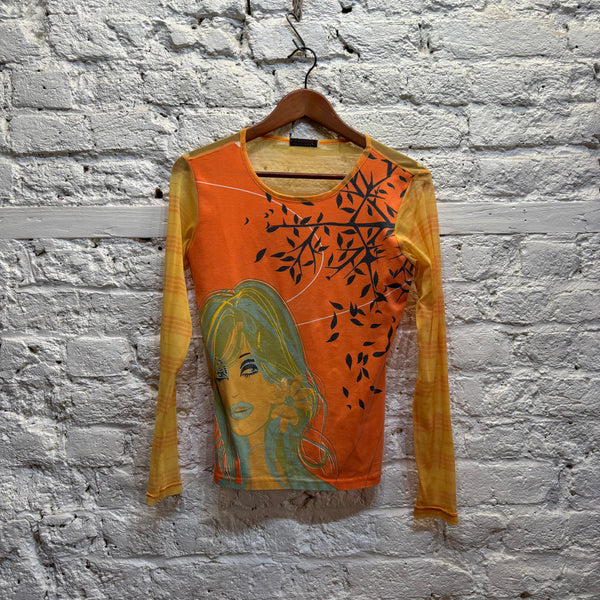 CUSTO BARCELONA	ORANGE PRINT TOP