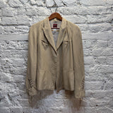 KENZO	BEIGE COTTON JACKET LACE SLEEVE DETAIL