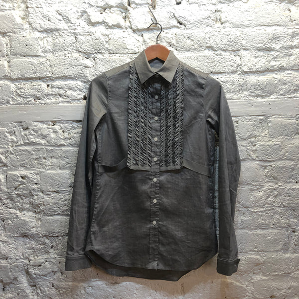 KOLOR	GREY RUFFLE BIB FRONT SHIRT