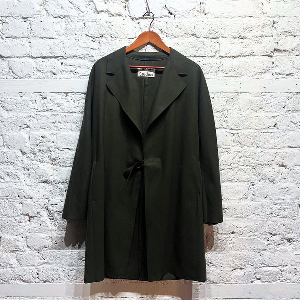 ACNE STUDIOS
FOREST GREEN FLEECE WOOL OVERCOAT
36