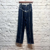 ANNA GALAGANENKO
RAW EDGE DENIM JEANS 
SIZE 36 (XS)