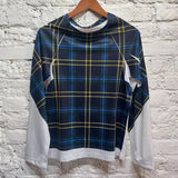 COMME DES GARÇONS 
WHITE/BLUE CHECK MESH TOP
