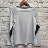 COMME DES GARÇONS 
WHITE/BLUE CHECK MESH TOP