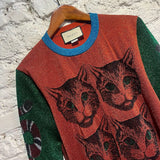 GUCCI	FINE LUREX KNIT CAT SWEATER