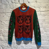 GUCCI	FINE LUREX KNIT CAT SWEATER