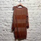 SONIA RYKIEL
BROWN VELVET/SHEER STRIPE DRESS