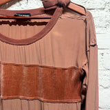 SONIA RYKIEL
BROWN VELVET/SHEER STRIPE DRESS