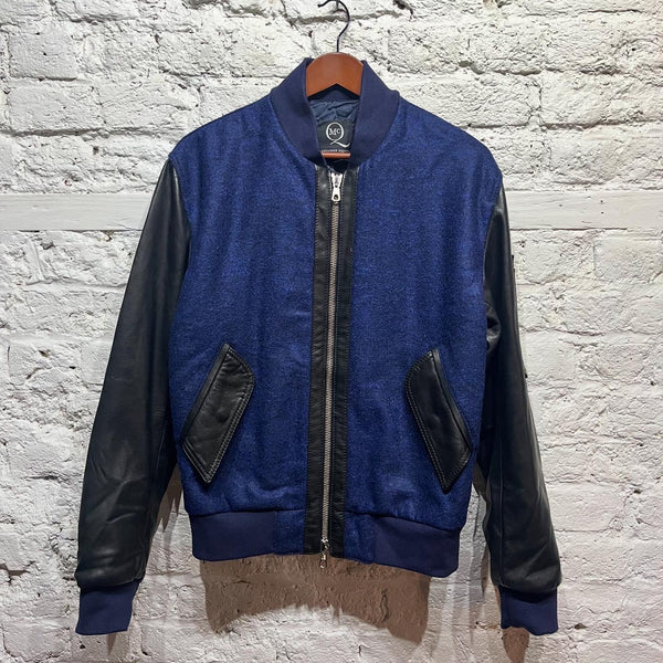 ALEXANDER MCQUEEN
MCQ
BLACK LEATHER/WOOL/ALPACA/MOHAIR VARSITY JACKET