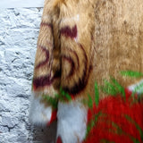 MARCO DE VINCENZO 
PINK WHITE GREEN TAN FAUX FUR COAT