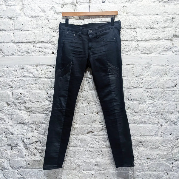 RAG AND BONE
BLACK LEATHER PATCH JEANS
