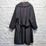 ISSEY MIYAKE 
BLACK WINDCOAT PADDED REAR BELT