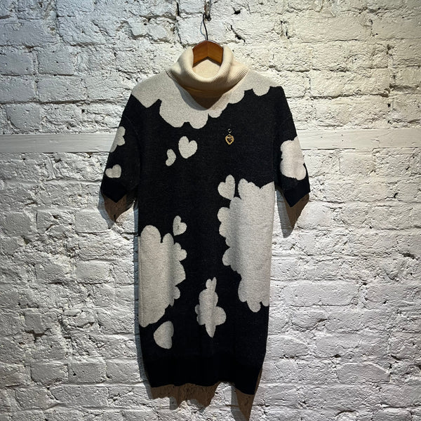 LOVE, MOSCHINO BLACK/CREAM ROLL NECK