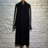 BYBLOS BLACK SHIRT DRESS WITH CHIFFON STRIPED SLEEVES & BACK