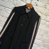 BYBLOS BLACK SHIRT DRESS WITH CHIFFON STRIPED SLEEVES & BACK