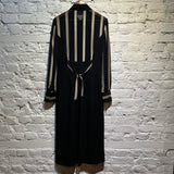 BYBLOS BLACK SHIRT DRESS WITH CHIFFON STRIPED SLEEVES & BACK