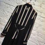 BYBLOS BLACK SHIRT DRESS WITH CHIFFON STRIPED SLEEVES & BACK