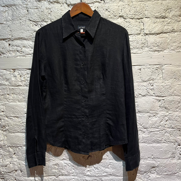 ARMANI JEANS BLACK LINEN SHIRT