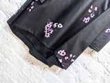 ERDEM BLACK LEATHER PINK PRINT TOP