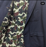 COMME DES GARÇONS HOMME NAVY TWILL JACKET WITH CAMO LINING