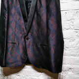 LANVIN
NAVY RED DIAMOND SILK DINNER JACKET
Size 50 R
