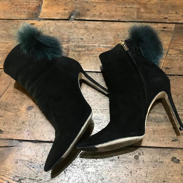 JIMMY CHOO TESLER 100 MM SUEDE BOOTS SIZE 36.5 – STORM IN A TEACUP