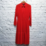 SALONI 
RED SHEER DOT DRESS WITH SLIP