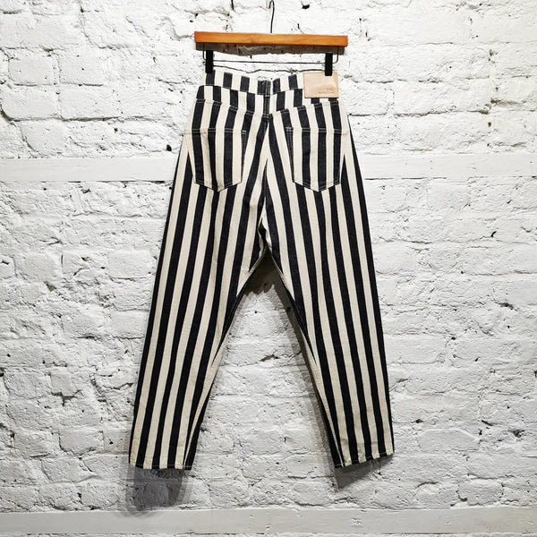 Black and white striped jeans clearance