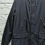 OUR LEGACY
'SHIELD PARKA'
MIDNIGHT SHIMMER
HOODED WATER RESISTANT
WITH ADDITIONAL
BLACK PADDED SHELL
 INNER COAT